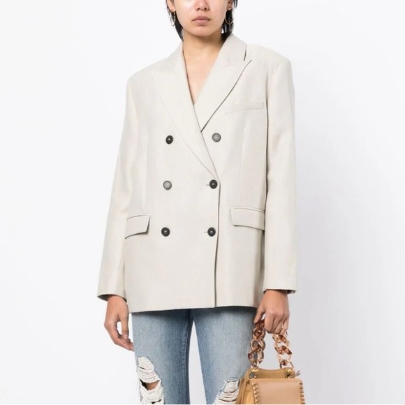 IRO Clia Double-breasted cotton/linen/flax blazer - Picture 1 of 6